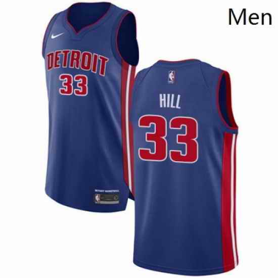 Mens Nike Detroit Pistons 33 Grant Hill Authentic Royal Blue Road NBA Jersey Icon Edition